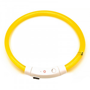 Светодиодный LED ошейник L-18 USB светящийся водоотталкивающий для собак и котов  Yellow L