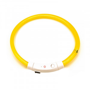 Светодиодный LED ошейник L-18 USB светящийся водоотталкивающий для собак и котов  Yellow M