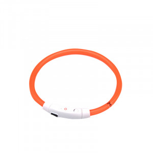 Светодиодный LED ошейник L-18 USB светящийся водоотталкивающий для собак и котов  Orange S