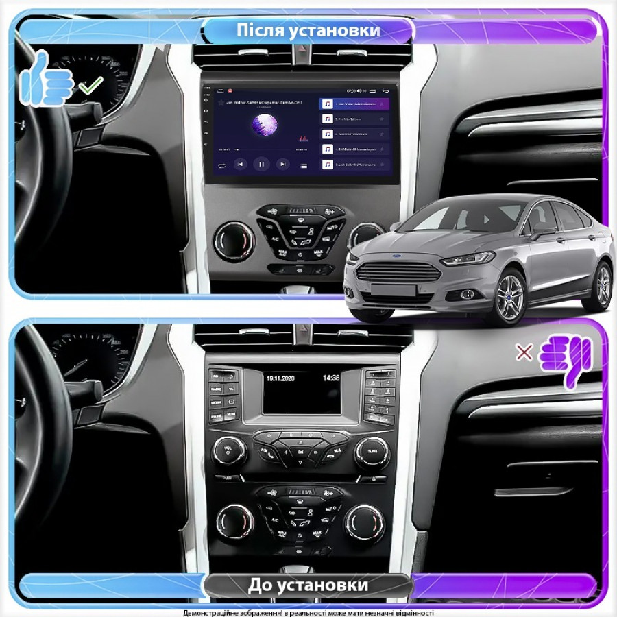 Штатная магнитола Lesko для Ford Mondeo V 2014-2019 экран 9" 6/128Gb 4G Wi-Fi GPS Top