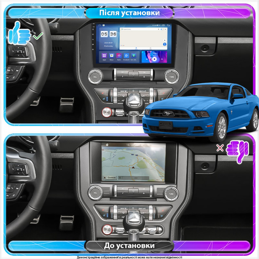Штатная магнитола Lesko для Ford Mustang VI 2014-2017 экран 9" 4/64Gb CarPlay 4G Wi-Fi GPS Prime