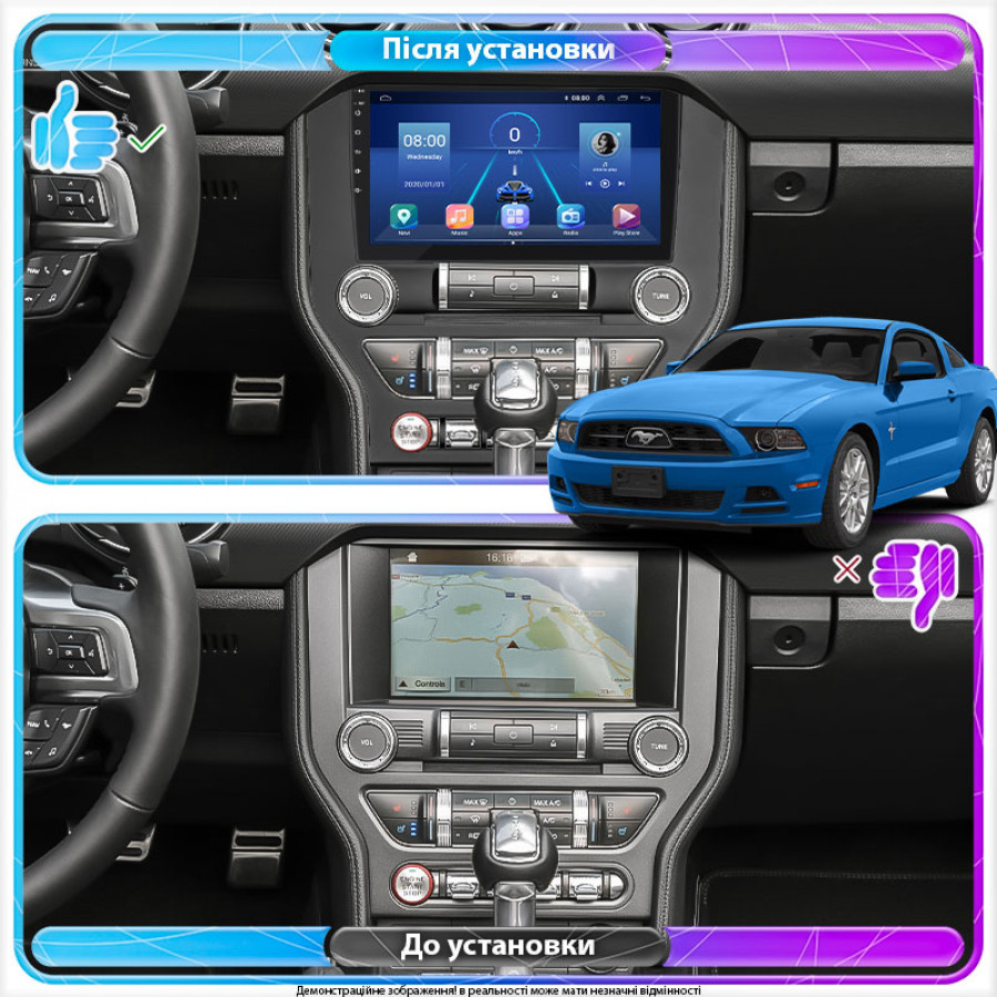 Штатная магнитола Lesko для Ford Mustang VI 2014-2017 экран 9" 4/64Gb 4G Wi-Fi GPS Top