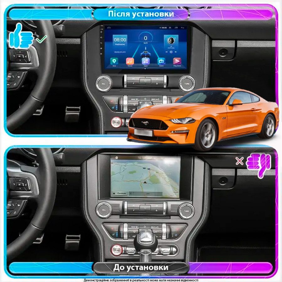 Штатная магнитола Lesko для Ford Mustang VI Рестайлинг 2017-н.в. экран 9" 2/32Gb Wi-Fi GPS Base