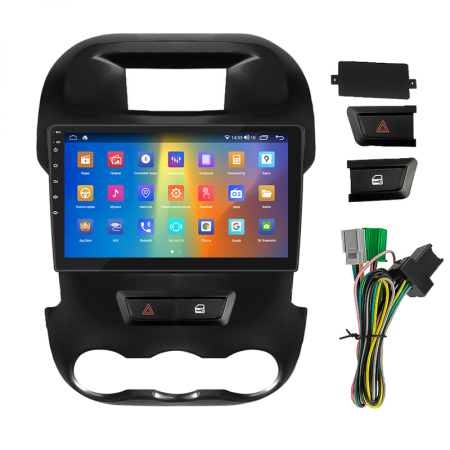 Штатная магнитола 9" Lesko для Ford Ranger III 2011-2015 2/32Gb CarPlay 4G Wi-Fi GPS Prime Форд