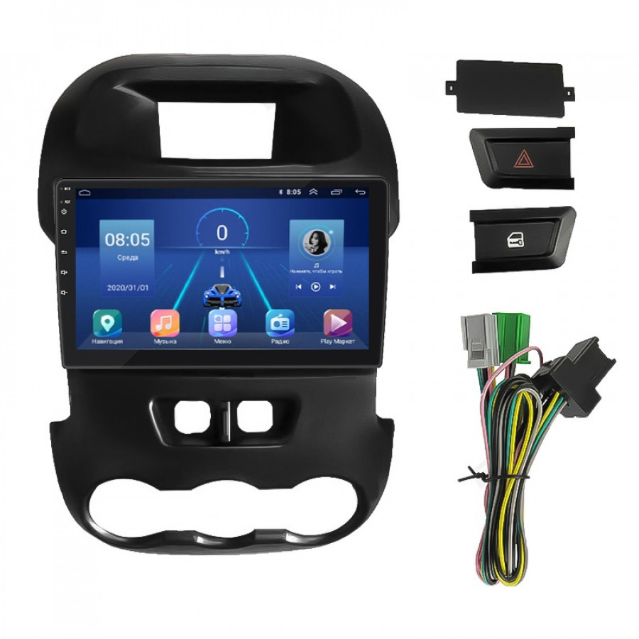 Штатная магнитола Lesko для Ford Ranger III 2011-2015 экран 9" 2/32Gb 4G Wi-Fi GPS Top