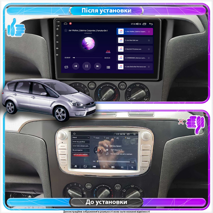 Штатная магнитола Lesko для Ford S-MAX I 2006-2010 экран 9" 2/32Gb 4G Wi-Fi GPS Top