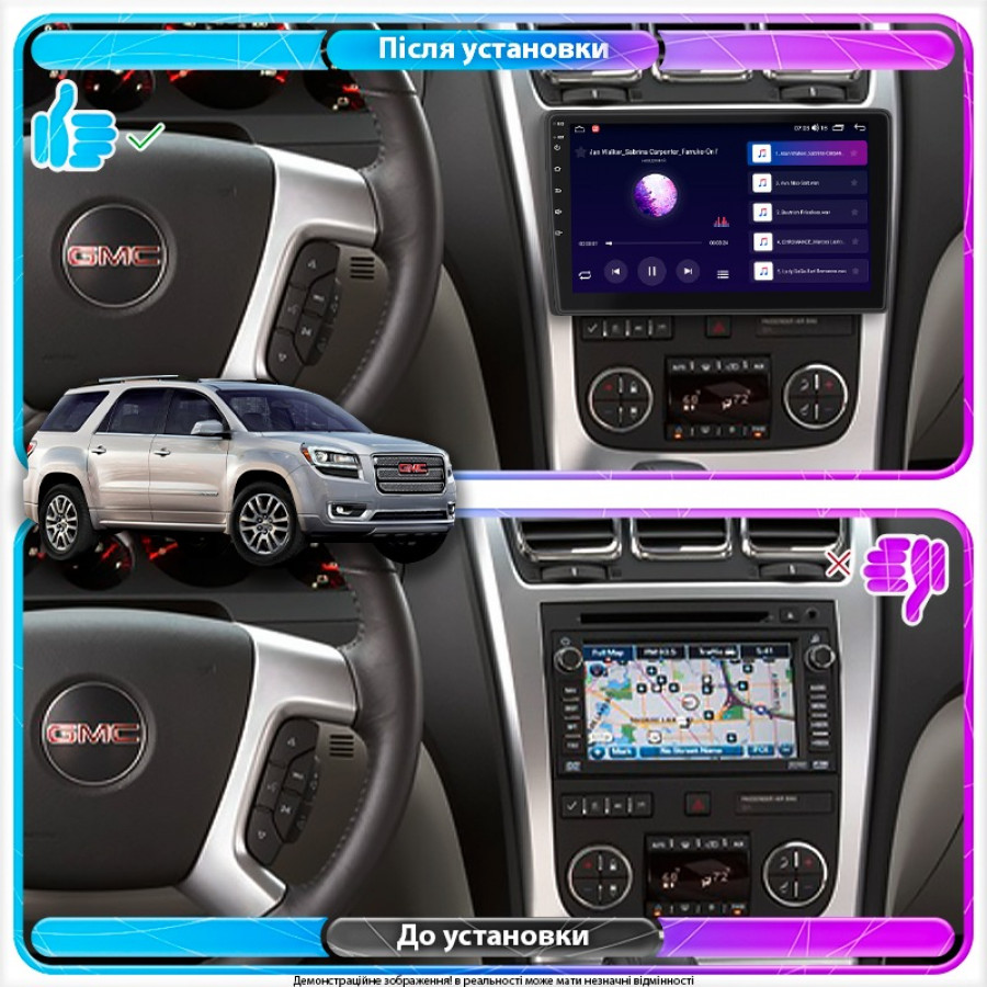 Штатная магнитола Lesko для GMC Acadia I 2006-2013 экран 10" 6/128Gb 4G Wi-Fi GPS Top
