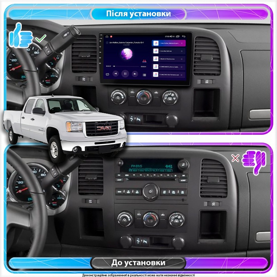 Штатная магнитола Lesko для GMC Sierra II (GMT900) 2006-2014 экран 10" 6/128Gb 4G Wi-Fi GPS Top