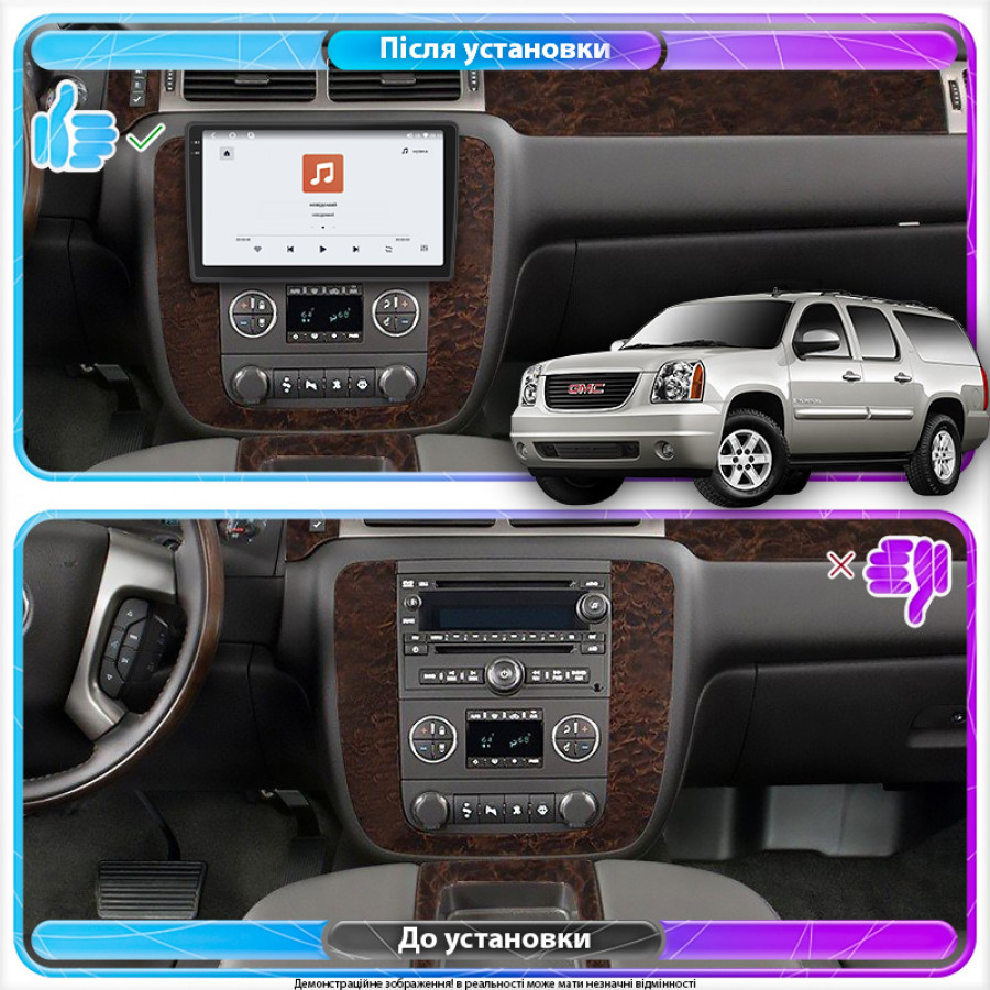 Штатная магнитола Lesko для GMC Yukon III (GMT900) 2006-2014 экран 10" 4/64 QLED CarPlay 4G Wi-Fi GPS 360 Prime