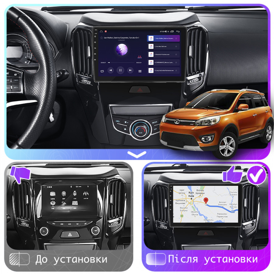 Штатная магнитола Lesko для Great Wall Hover M4  2012-2017 экран 9" 4/64Gb 4G Wi-Fi GPS Top