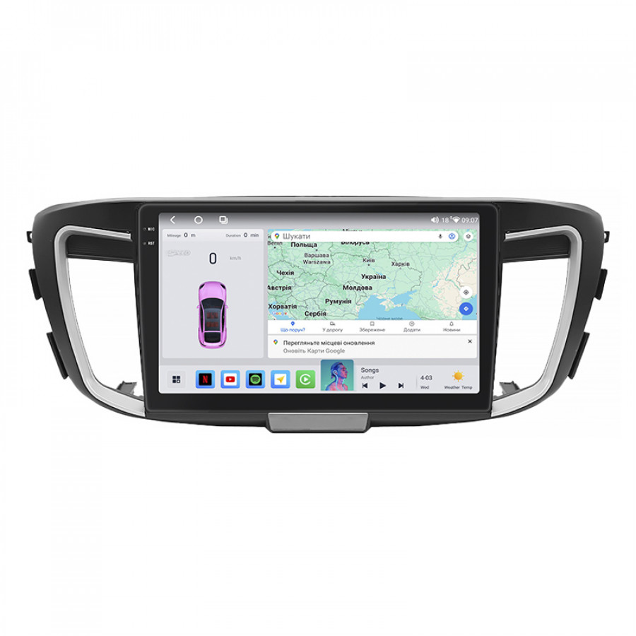 Штатная магнитола Lesko для Honda Accord IX Рестайлинг 2015-2019 экран 10" 4/64 QLED CarPlay 4G Wi-Fi GPS 360 Prime