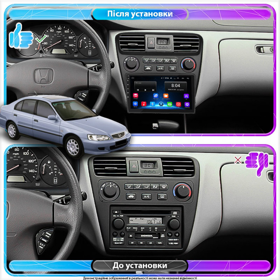 Штатная магнитола Lesko для Honda Accord VI 1997-2002 экран 9" 2/32Gb Wi-Fi GPS Base