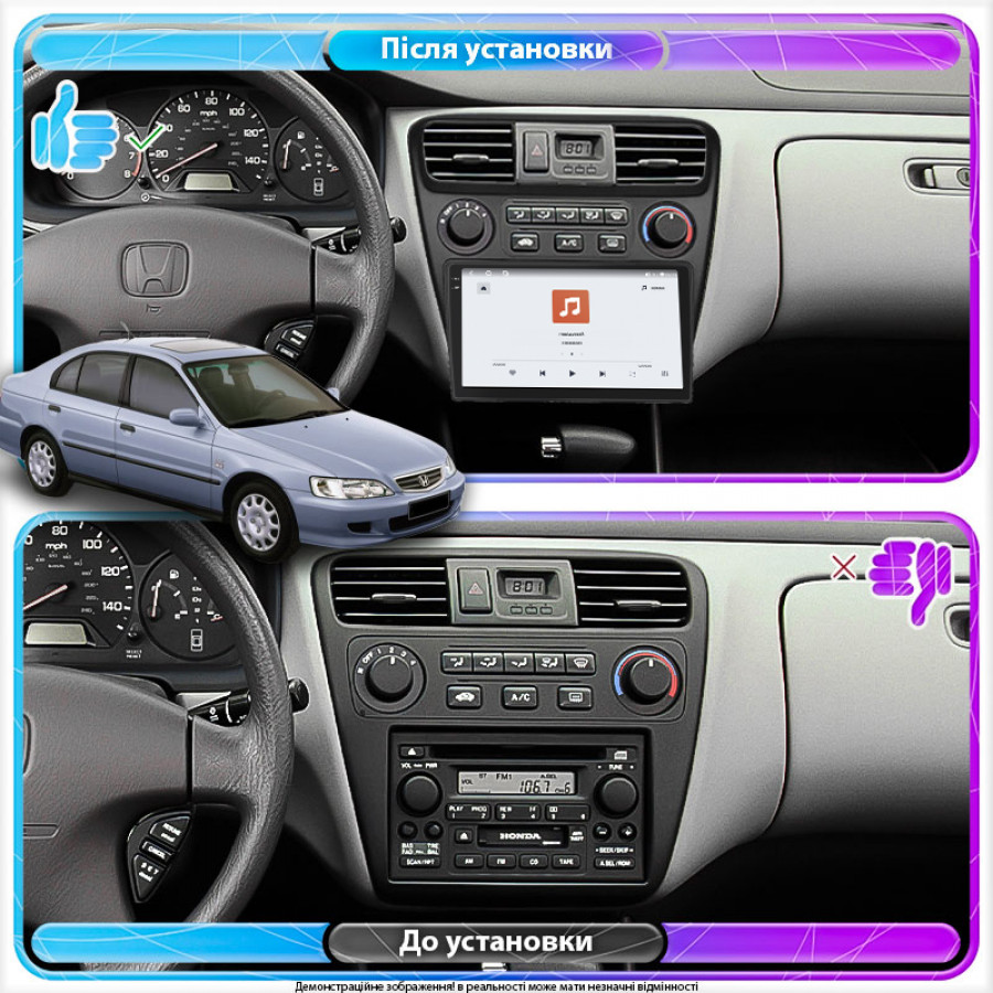 Штатная магнитола Lesko для Honda Accord VI 1997-2002 экран 9" 4/64 QLED CarPlay 4G Wi-Fi GPS 360 Prime