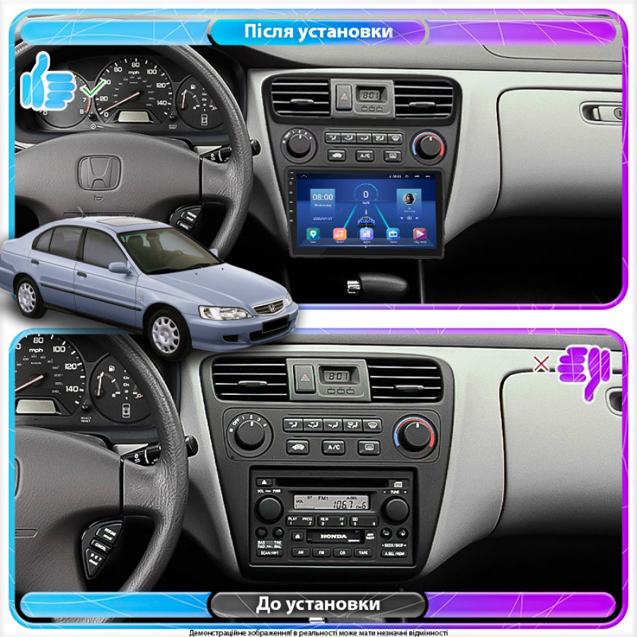 Штатная магнитола Lesko для Honda Accord VI 1997-2002 экран 9" 2/32Gb 4G Wi-Fi GPS Top