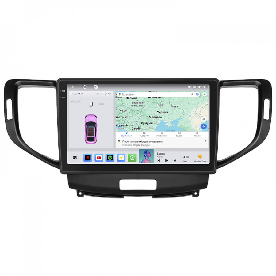 Штатная магнитола Lesko для Honda Accord VIII 2007-2011 экран 9" 4/64 QLED CarPlay 4G Wi-Fi GPS 360 Prime