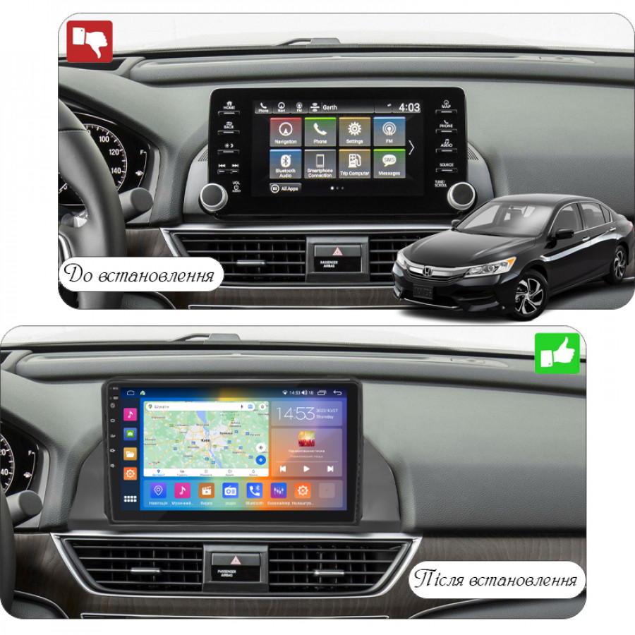 Штатная магнитола Lesko для Honda Accord X 2017-2020 экран 9" 4/64Gb CarPlay 4G Wi-Fi GPS Prime