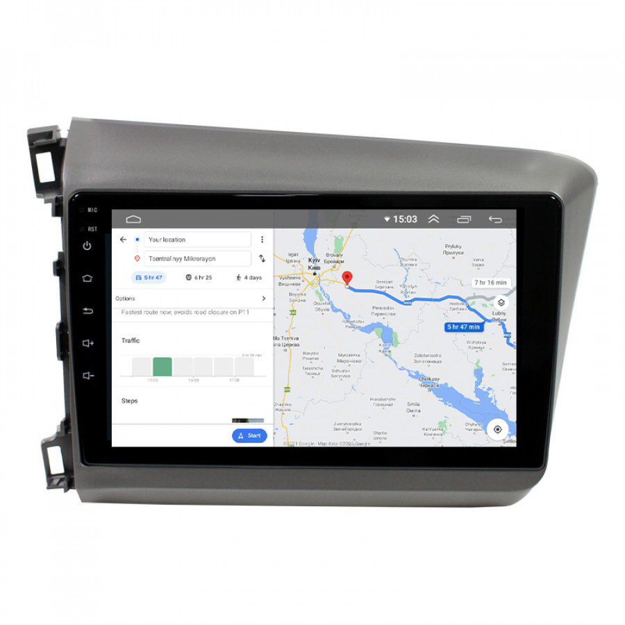 Штатная магнитола Lesko для Honda Civic IX 2011-2015 экран 9" 2/32Gb Wi-Fi GPS Base