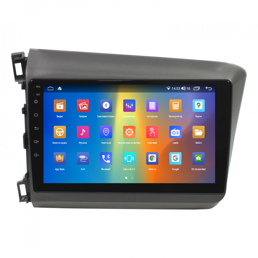 Штатная магнитола Lesko для Honda Civic IX 2011-2015 экран 9" 2/32Gb CarPlay 4G Wi-Fi GPS Prime