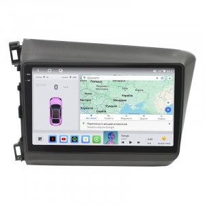 Штатная магнитола Lesko для Honda Civic IX 2011-2015 экран 9" 4/64 QLED CarPlay 4G Wi-Fi GPS 360 Prime