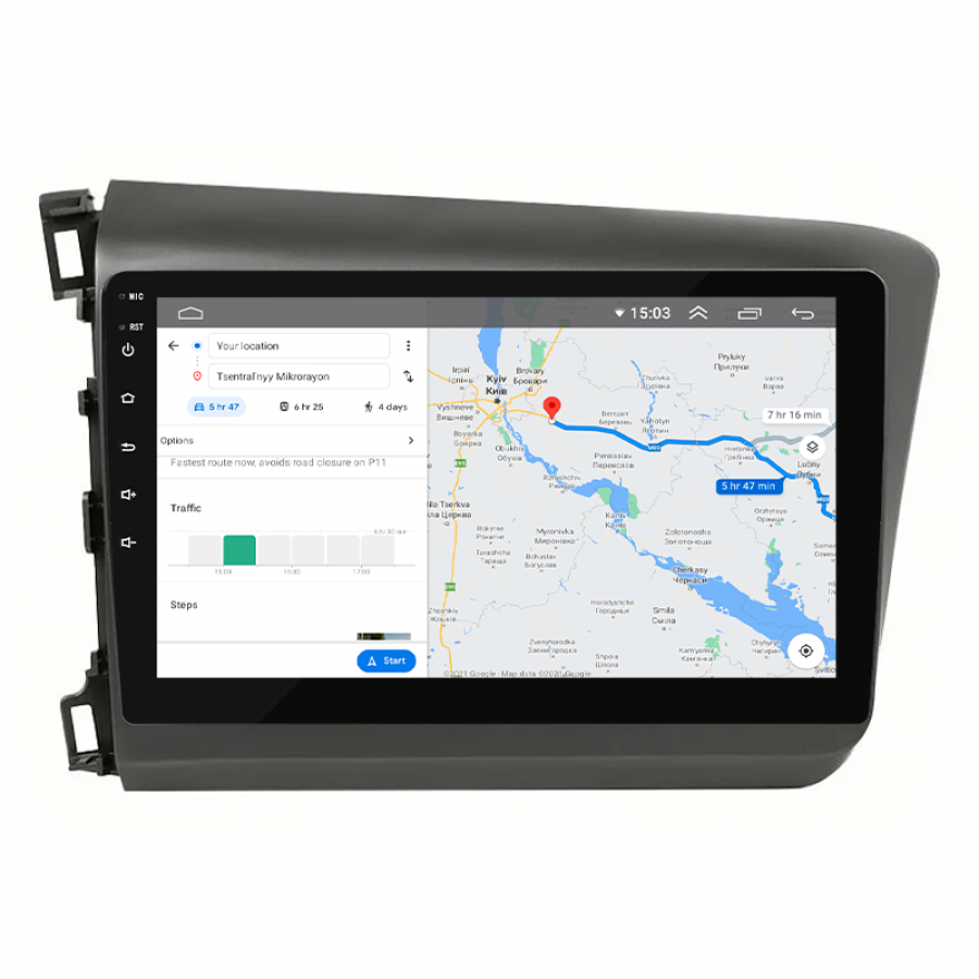 Штатная магнитола Lesko для Honda Civic IX 2011-2015 экран 9" 2/32Gb 4G Wi-Fi GPS Top