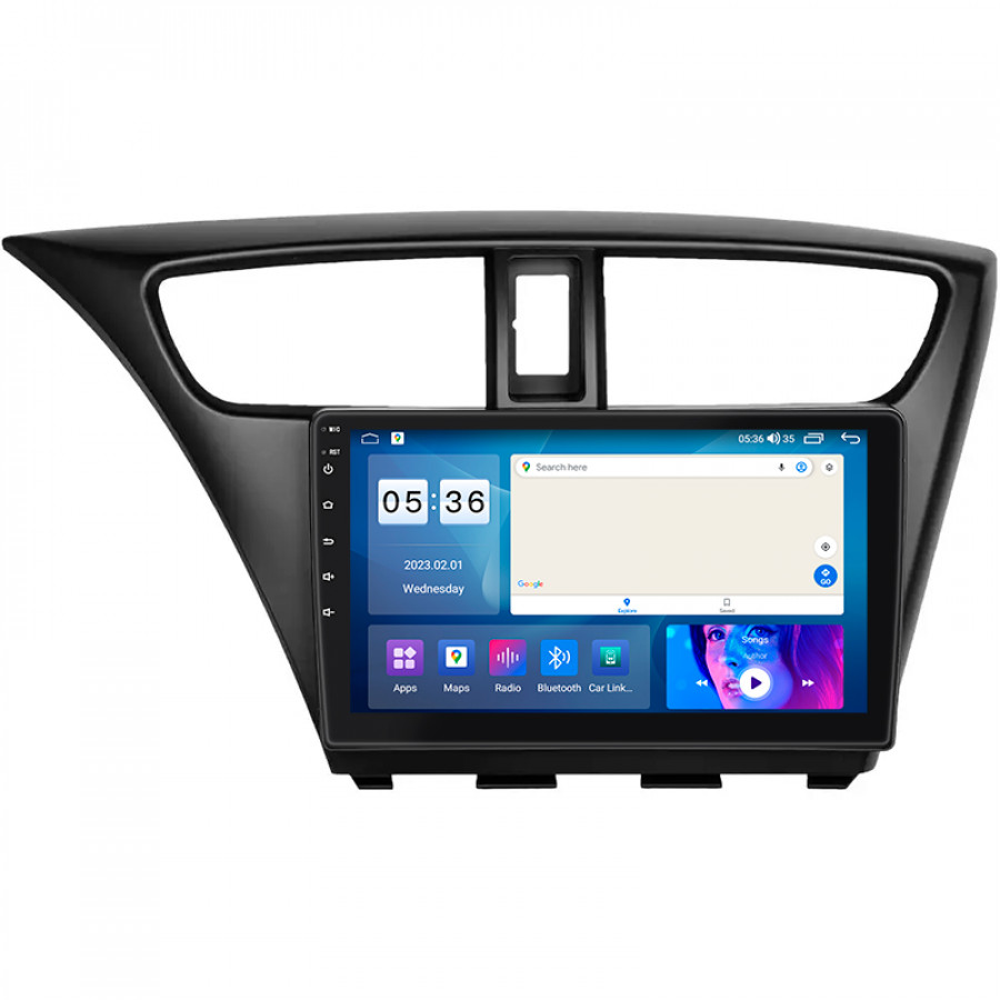 Штатная магнитола Lesko для Honda Civic IX Рестайлинг 2013-2017 экран 9" 2/32Gb CarPlay 4G Wi-Fi GPS Prime