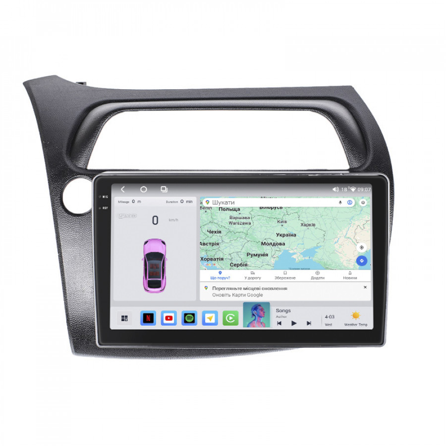 Штатная магнитола Lesko для Honda Civic Type R VIII 2006-2008 экран 9" 4/64 QLED CarPlay 4G Wi-Fi GPS 360 Prime