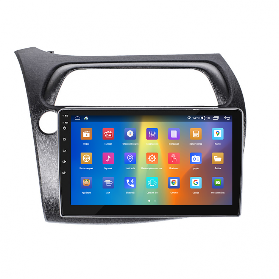 Штатная магнитола Lesko для Honda Civic Type R VIII Рестайлинг 2008-2011 экран 9" 4/64Gb CarPlay 4G Wi-Fi GPS Prime