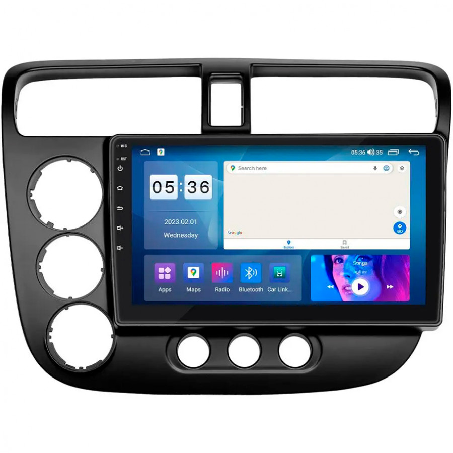 Штатная магнитола Lesko для Honda Civic VII 2000-2003 экран 9" 4/64Gb CarPlay 4G Wi-Fi GPS Prime