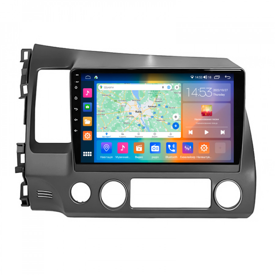 Штатная магнитола Lesko для Honda Civic VIII 2005-2009 экран 10" 4/64Gb CarPlay 4G Wi-Fi GPS Prime