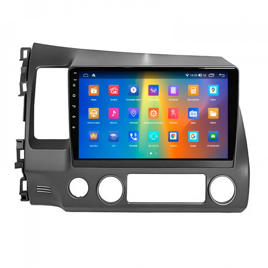 Штатная магнитола Lesko для Honda Civic VIII 2005-2009 экран 10" 4/64Gb CarPlay 4G Wi-Fi GPS Prime
