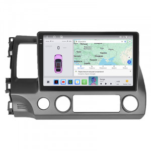 Штатная магнитола Lesko для Honda Civic VIII Рестайлинг 2008-2012 экран 10" 4/64 QLED CarPlay 4G Wi-Fi GPS 360 Prime