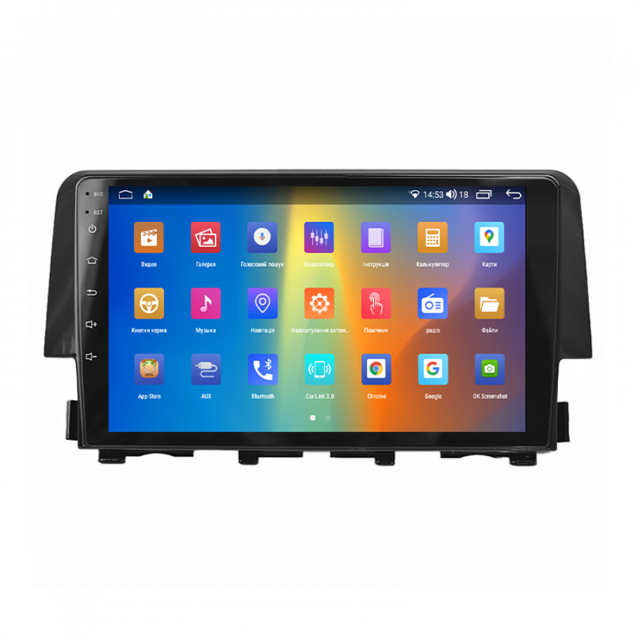 Штатная магнитола Lesko для Honda Civic X 2015-2021 экран 9" 2/32Gb CarPlay 4G Wi-Fi GPS Prime