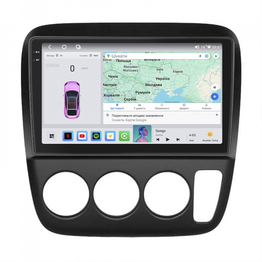 Штатная магнитола Lesko для Honda CR-V I 1995-1999 экран 9" 4/64 QLED CarPlay 4G Wi-Fi GPS 360 Prime