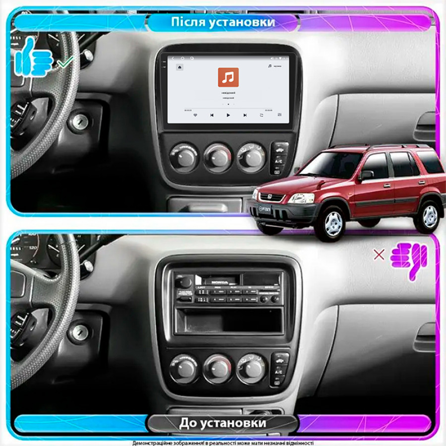 Штатная магнитола Lesko для Honda CR-V I 1995-1999 экран 9" 4/64 QLED CarPlay 4G Wi-Fi GPS 360 Prime