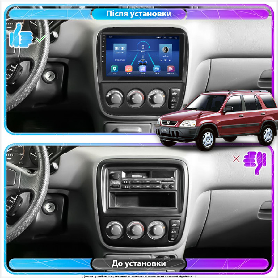 Штатная магнитола Lesko для Honda CR-V I 1995-1999 экран 9" 4/64Gb 4G Wi-Fi GPS Top