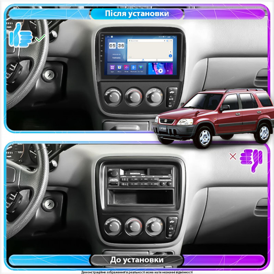 Штатная магнитола Lesko для Honda CR-V I Рестайлинг 1999-2001 экран 9" 2/32Gb CarPlay 4G Wi-Fi GPS Prime