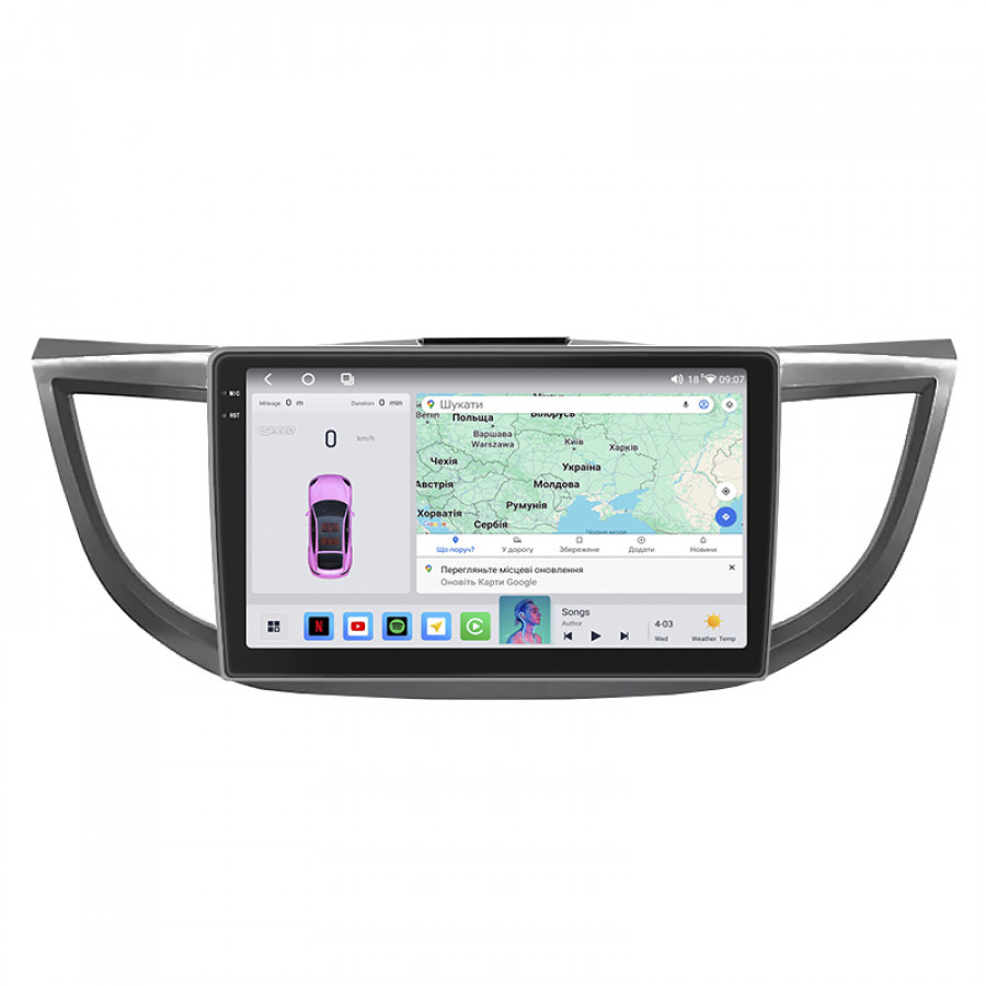 Штатная магнитола Lesko для Honda CR-V IV Рестайлинг 2014-2018 экран 10" 4/64 QLED CarPlay 4G Wi-Fi GPS 360 Prime