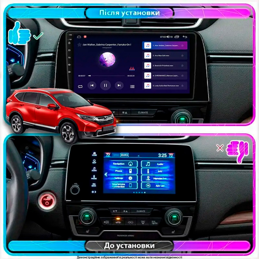 Штатная магнитола Lesko для Honda CR-V V 2016-2020 экран 9" 4/64Gb CarPlay 4G Wi-Fi GPS Prime