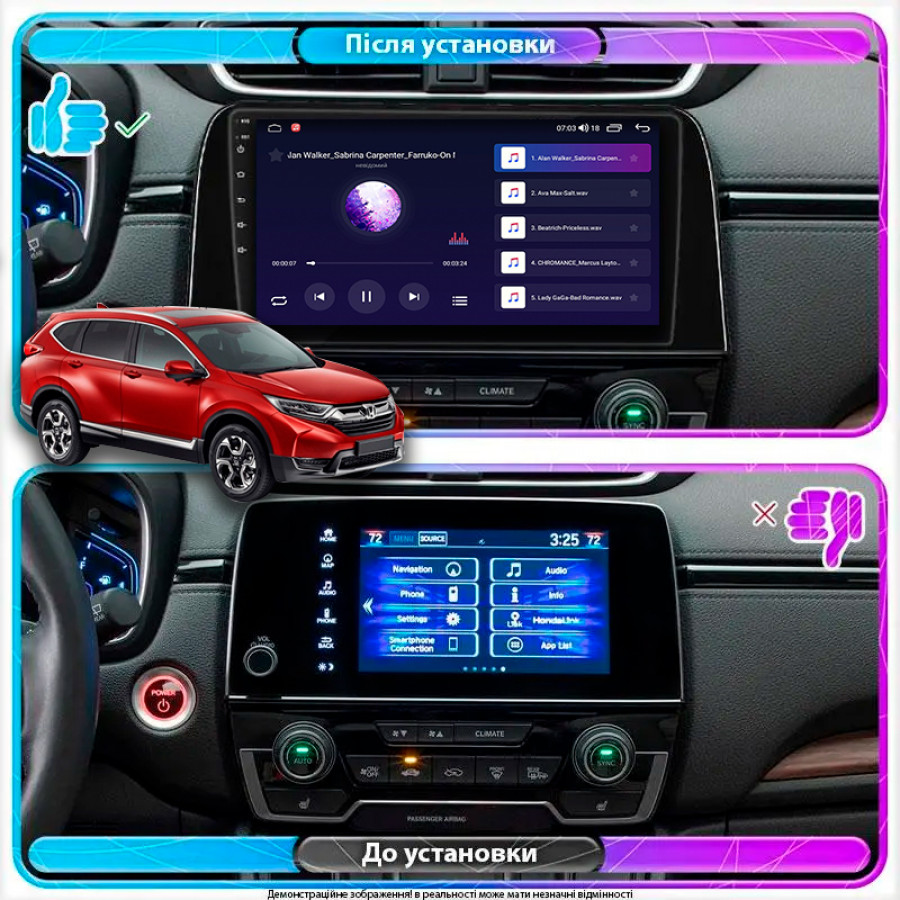 Штатная магнитола Lesko для Honda CR-V V 2016-2020 экран 9" 2/32Gb 4G Wi-Fi GPS Top