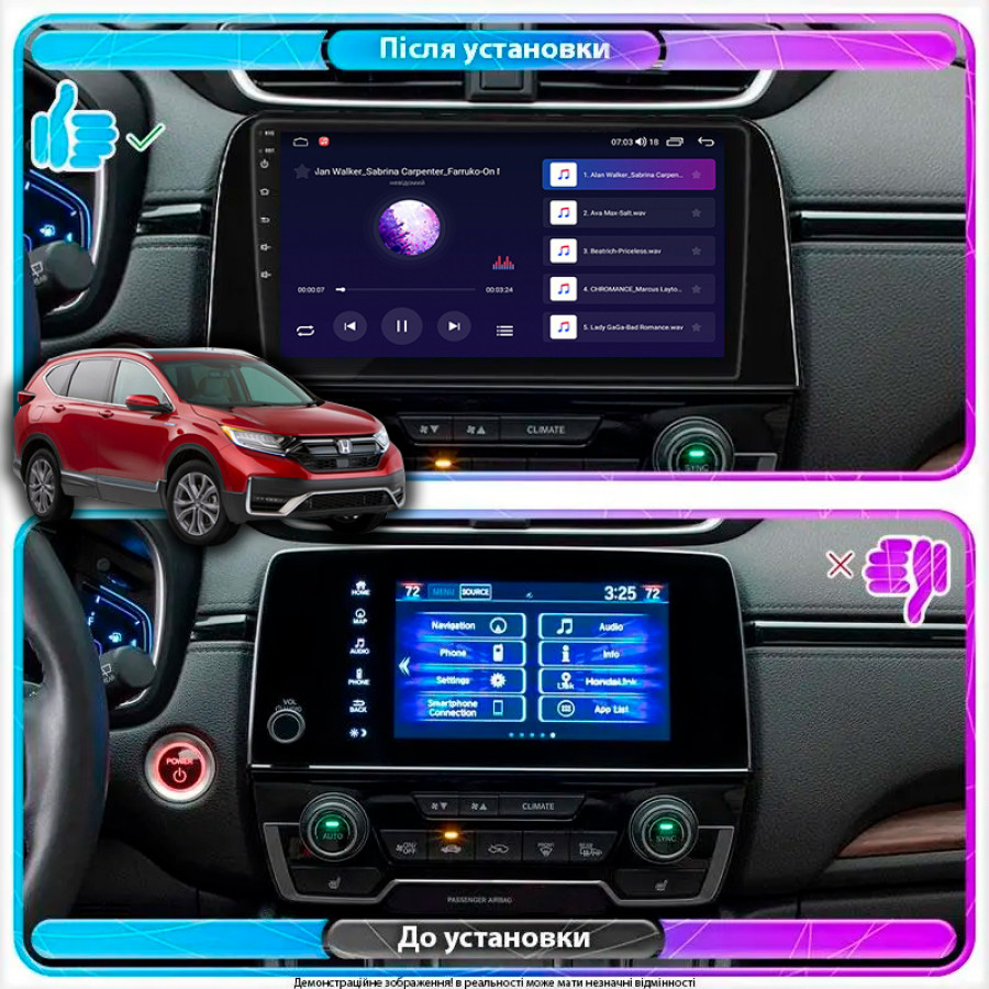Штатная магнитола Lesko для Honda CR-V V Рестайлинг 2019-н.в. экран 9" 2/32Gb CarPlay 4G Wi-Fi GPS Prime