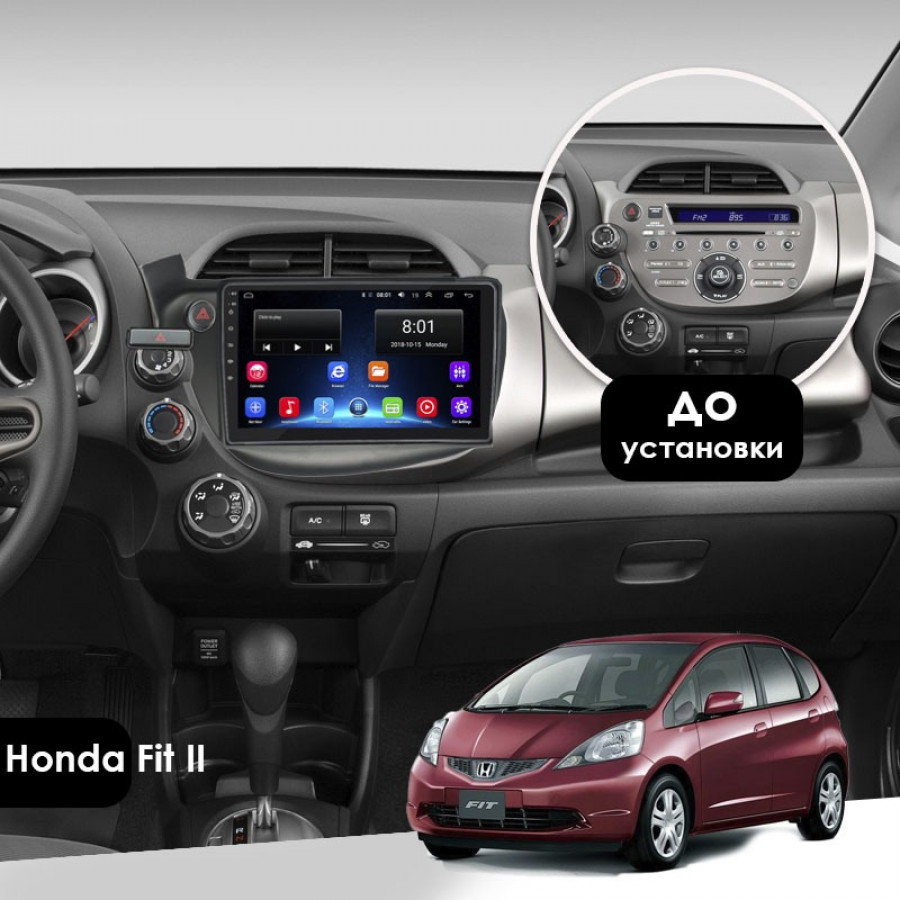 Штатная магнитола Lesko для Honda Fit II 2007-2014 экран 10" 2/32Gb Wi-Fi GPS Base