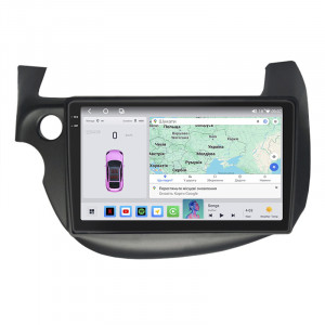 Штатная магнитола Lesko для Honda Fit II 2007-2014 экран 10" 4/64 QLED CarPlay 4G Wi-Fi GPS 360 Prime