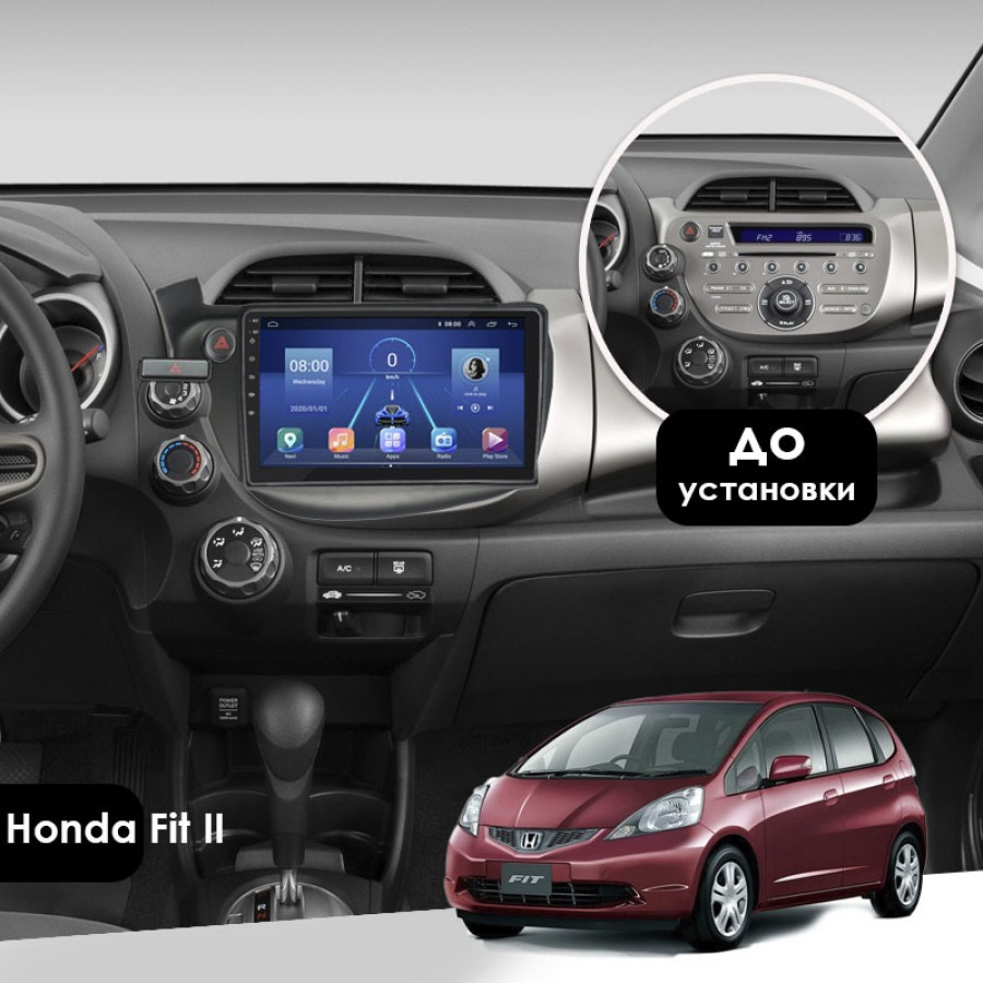 Штатная магнитола Lesko для Honda Fit II 2007-2014 экран 10" 6/128Gb 4G Wi-Fi GPS Top