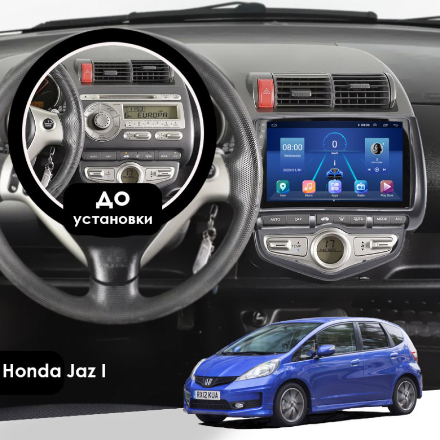 Штатная магнитола Lesko для Honda Jazz I 2001-2005 экран 9" 4/64Gb 4G Wi-Fi GPS Top