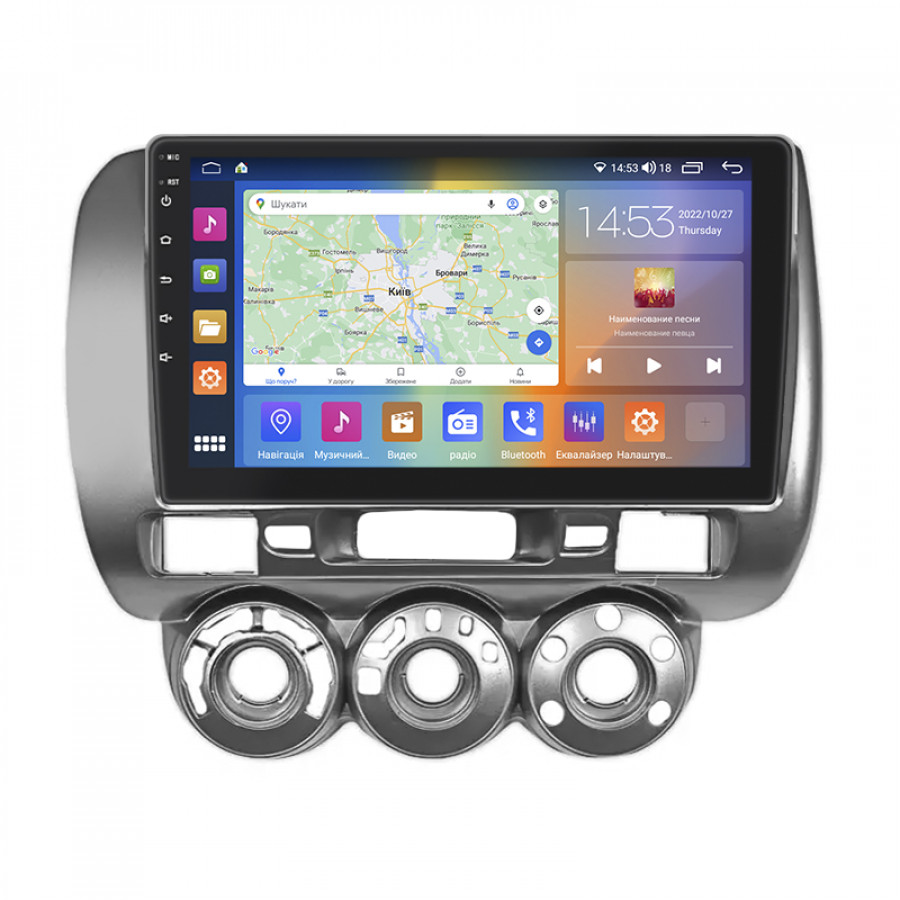 Штатная магнитола Lesko для Honda Jazz I Manual AC 2001-2005 экран 9" 4/64Gb CarPlay 4G Wi-Fi GPS Prime