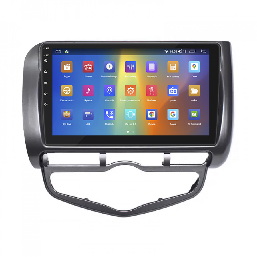 Штатная магнитола Lesko для Honda Jazz I Рестайлинг 2005-2008 экран 9" 4/64Gb CarPlay 4G Wi-Fi GPS Prime