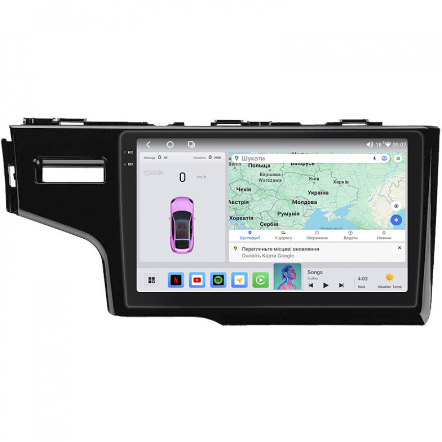 Штатная магнитола Lesko для Honda Jazz III Рестайлинг 2017-2020 экран 9" 4/64 QLED CarPlay 4G Wi-Fi GPS 360 Prime