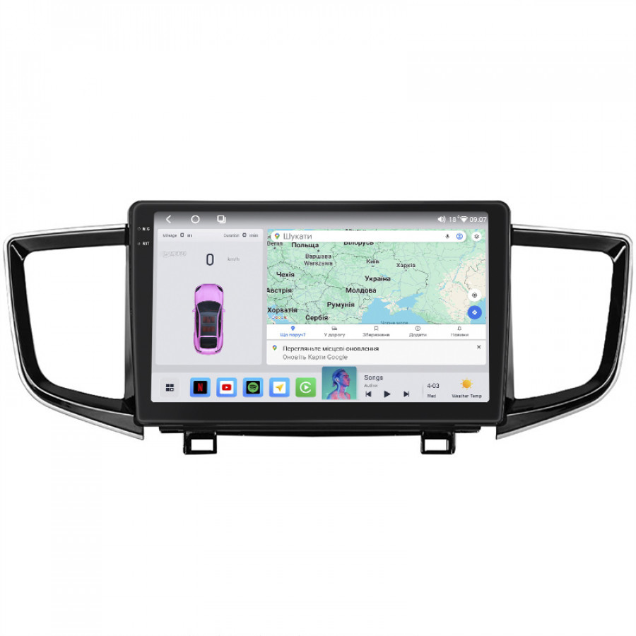 Штатная магнитола Lesko для Honda Pilot III Рестайлинг 2018-н.в. экран 10" 4/64 QLED CarPlay 4G Wi-Fi GPS 360 Prime