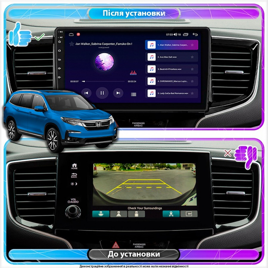 Штатная магнитола Lesko для Honda Pilot III Рестайлинг 2018-н.в. экран 10" 6/128Gb 4G Wi-Fi GPS Top