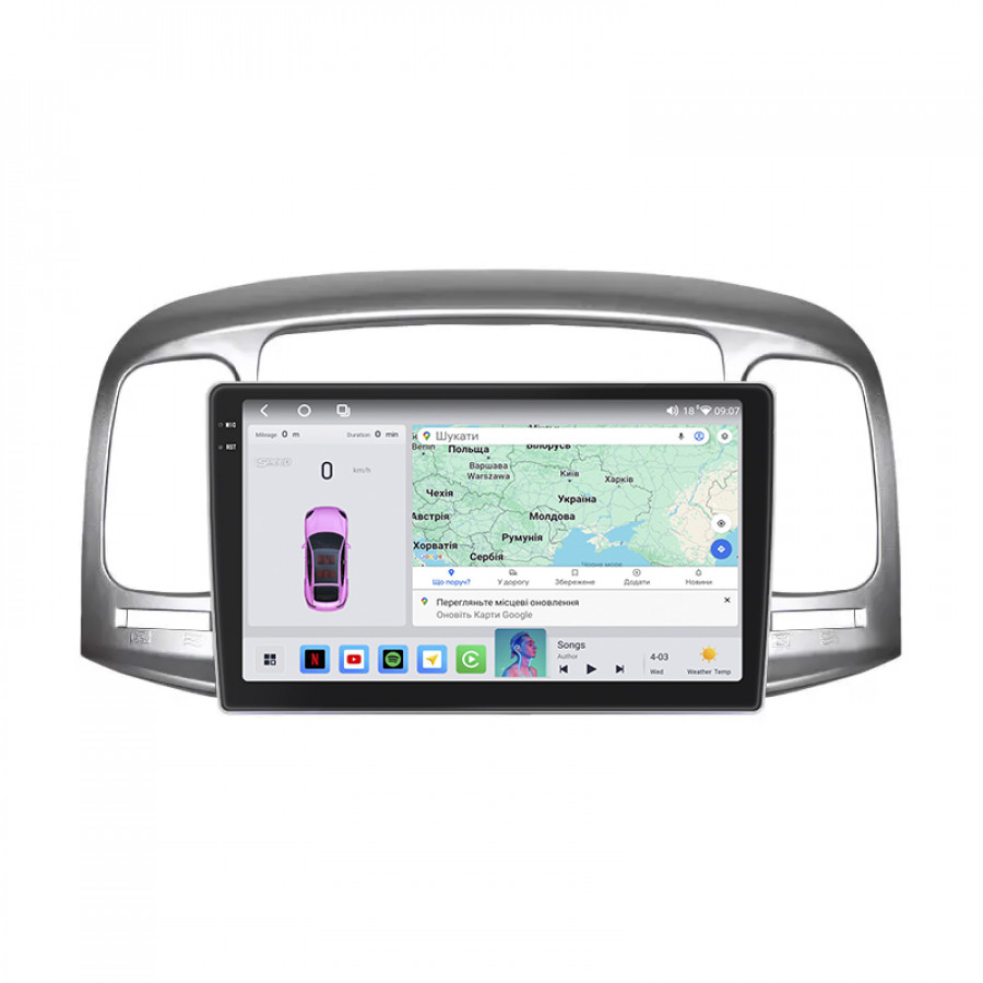 Штатная магнитола Lesko для Hyundai Accent III 2006-2011 экран 9" 4/64 QLED CarPlay 4G Wi-Fi GPS 360 Prime